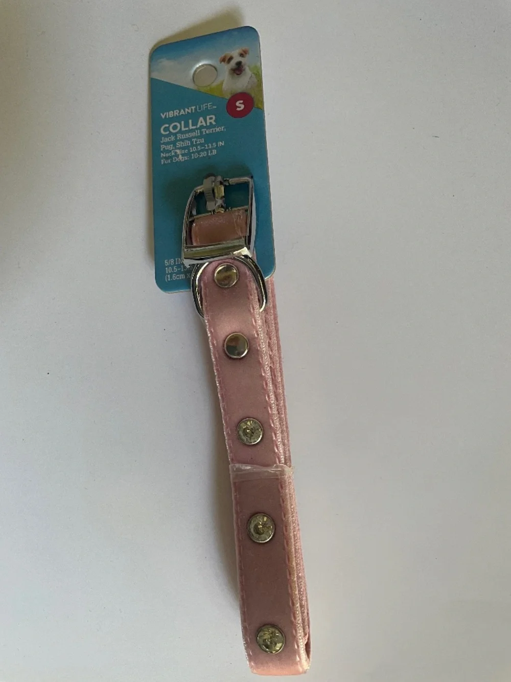 Vibrant Life Pink and Rhinestone Fuzzy Dog Collar Size S